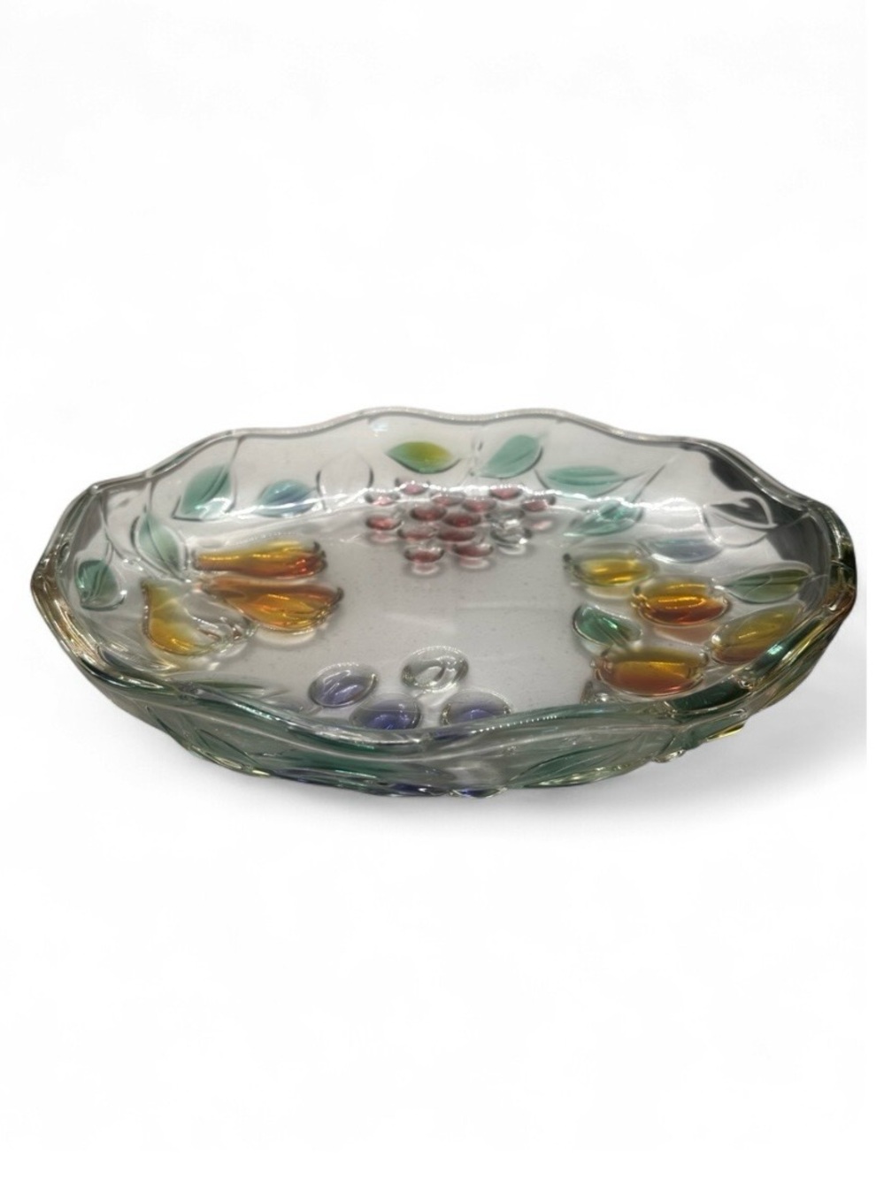 Vintage Mikasa Crystal Glass Platter Fruit Raised Design Centerpiece - Picture 5 of 5